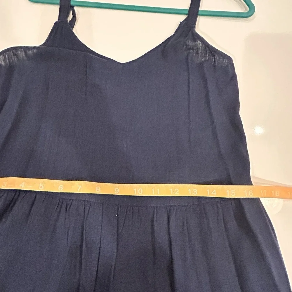 Splendid Maxi Dress Wynona Tiered V-Neck Sleeveless Navy Blue Small Coastal